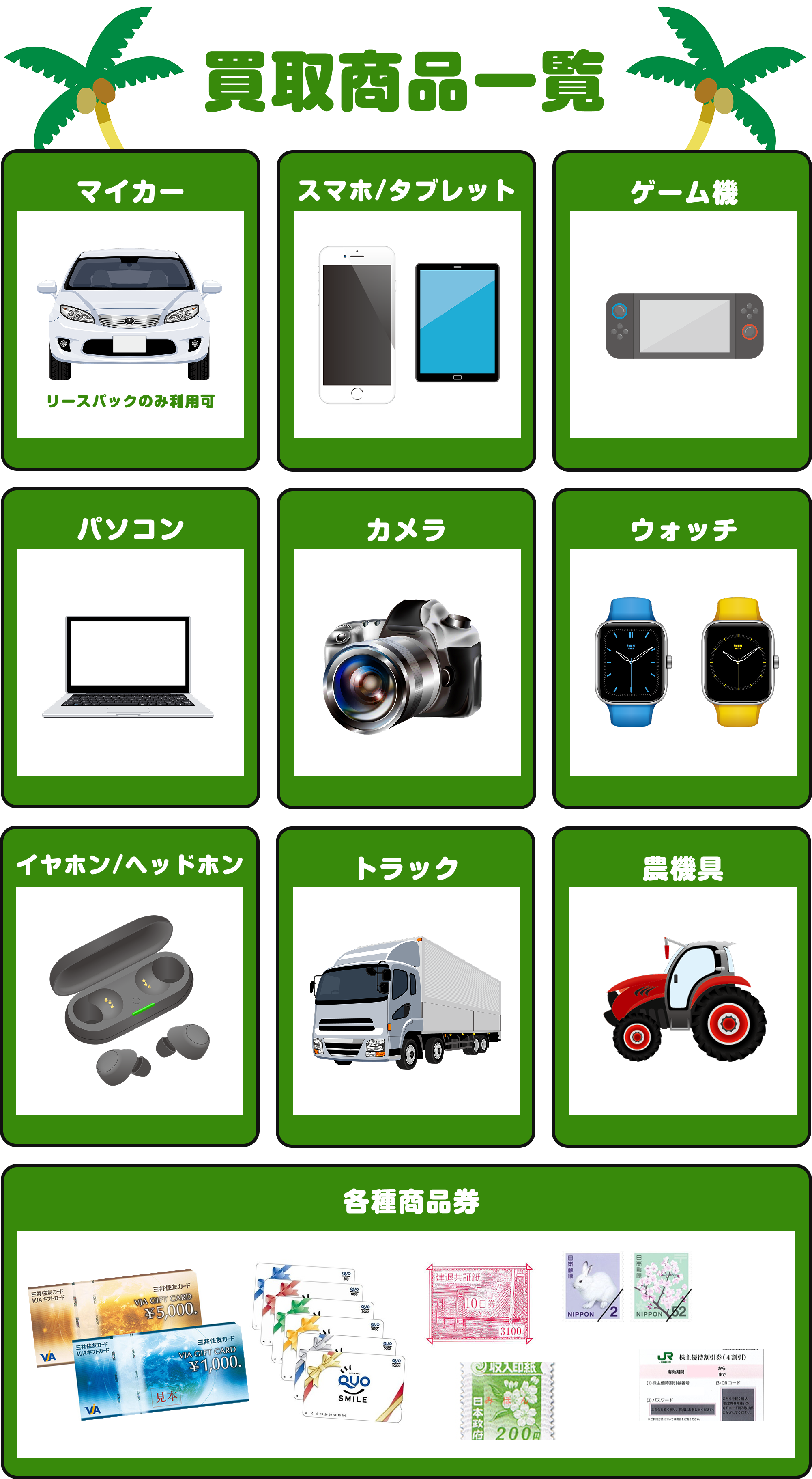 [アイテムリスト]買取商品一覧｜信販系ギフト/QUOカード/建退共証紙/
                ビール共通券/航空株主優待券/JR・私鉄株主優待券/テレホンカード/普通・記念切手/収入印紙
